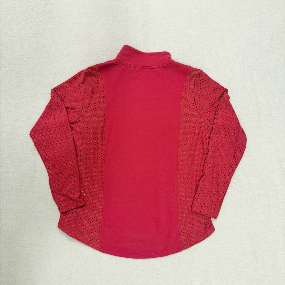 Raspberry Pink Mock Neck Jacket Eyelet Detail Women’s M NWOT - Picture 2 of 6